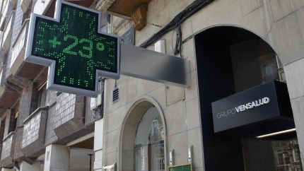 Termómetro en una farmacia, imagen de archivo