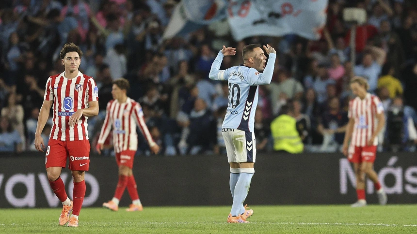Iago Aspas celebra el gol del Celta al Atlético de Madrid