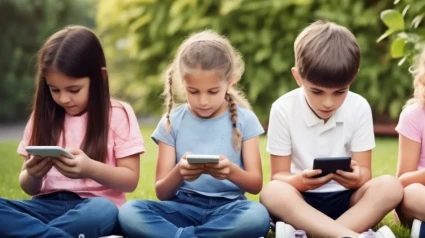 Niños con torsión de cuello frente al móvil