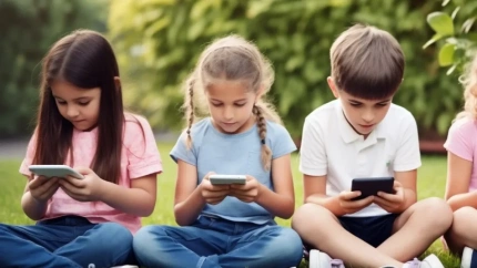 Niños con torsión de cuello frente al móvil