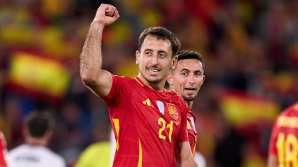Oyarzabal celebra el gol de España contra Georgia