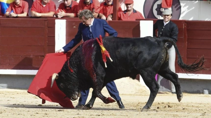Curro Vázquez durante la faena de muleta a su novillo de Garcigrande