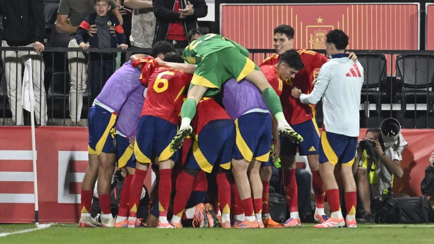 La selección sub 21 celebra el gol de la victoria