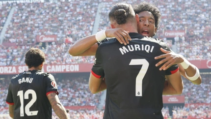 Muriqi celebra el gol, en el Sevilla - Mallorca