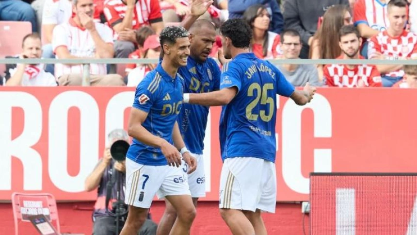 Rondon celebra su gol en Girona con Ilyas y Javi López