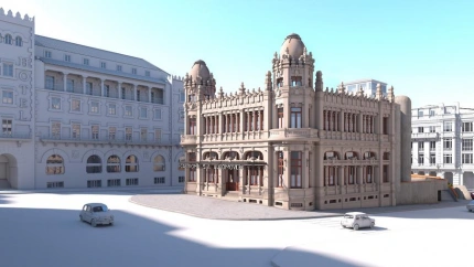 Recreación virtual del edificio Castromil en el centro de Santiago