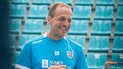 Quique Domínguez, en un entrenamiento en O Gatañal