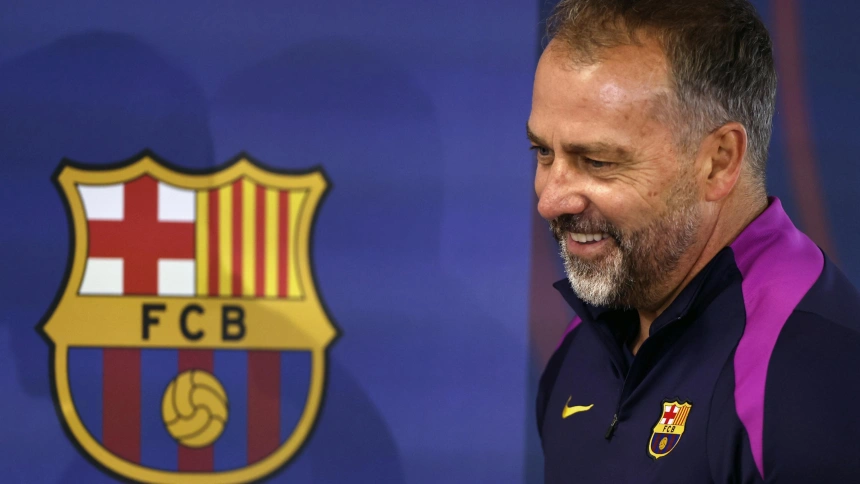 Hansi Flick, durante la rueda de prensa de este sábado antes de jugar contra el Celta de Vigo.