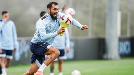 Borja Iglesias, en una sesión en Afouteza