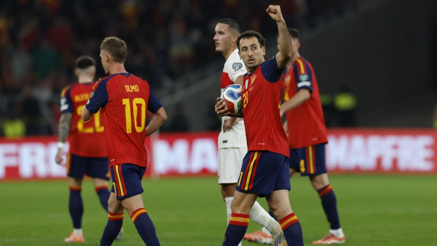 Oyarzabal celebra su gol, en el España - Turquía