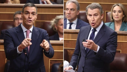 Sánchez y Feijóo durante la sesión de control al Gobierno