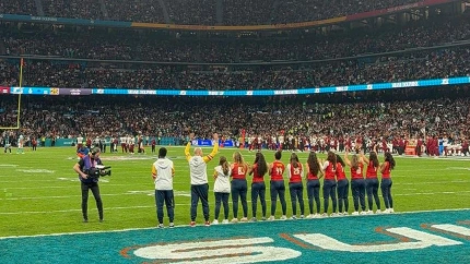 Daniel Castañón 'Daca', durante el homenaje de la NFL en el Bernabéu