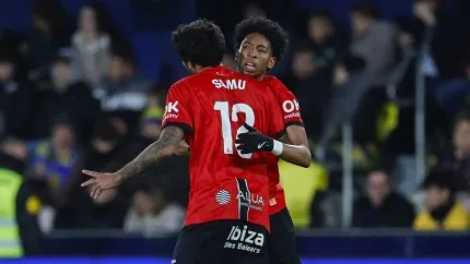 Samu Costa celebra su gol en el Villarreal-Mallorca