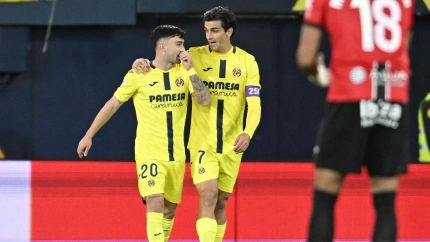 Gerard Moreno celebra el 1-0 del Villarreal contra el Mallorca