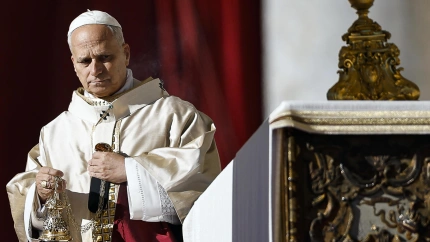 FOTODELDÍA - CIUDAD DEL VATICANO, 23/11/2025.- El Papa León XIV preside la Santa Misa del Jubileo de los Coros y de la Sociedad Coral, en la Plaza de San Pedro, en la Ciudad del Vaticano, el 23 de noviembre de 2025. EFE/ANGELO CARCONI