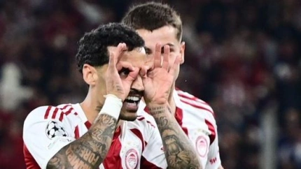 Chiquinho celebra su gol, en el Olympiacos - Real Madrid