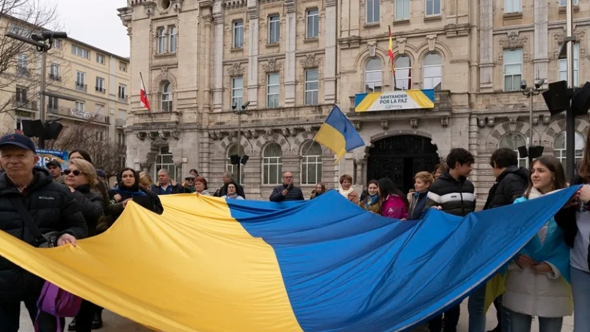 Ucrania bandera ayuntamiento
