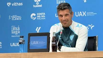Funes en la conferencia de prensa previa al partido del Málaga CF.