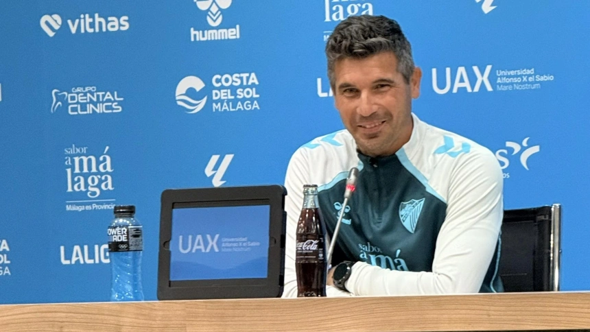 Funes en la conferencia de prensa previa al partido del Málaga CF.