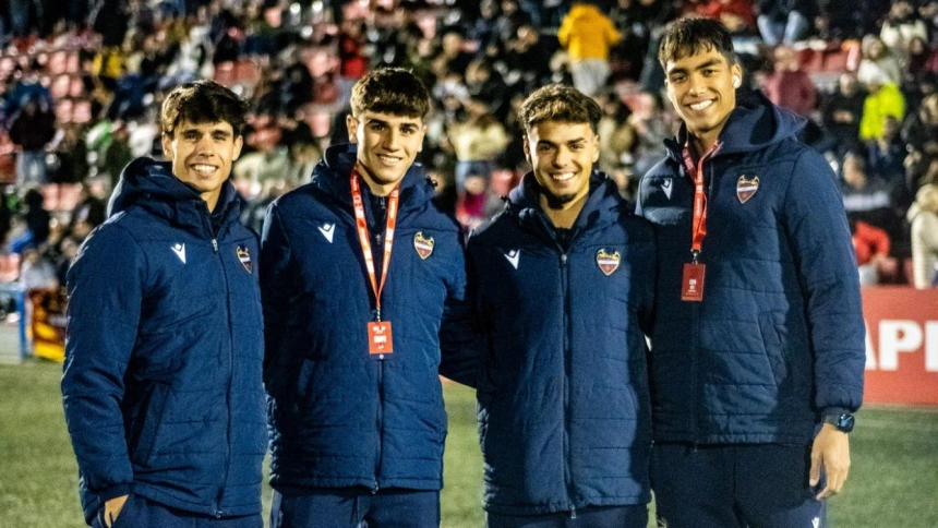 Los cuatro canteranos, en Cieza. Solo Dani Cervera se quedó sin debutar