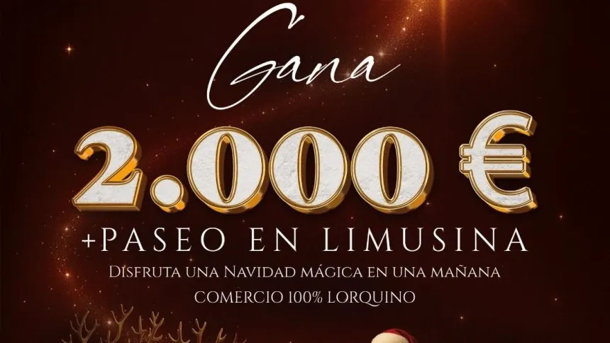 Cartel del sorteo en los comercios de Lorca en el que podrás ganar 2000 euros