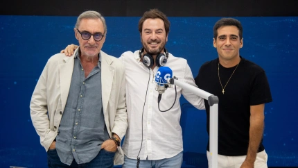 Carlos Herrera junto a Jorge Bustos y a Alberto Herrera en el estudio de COPE.