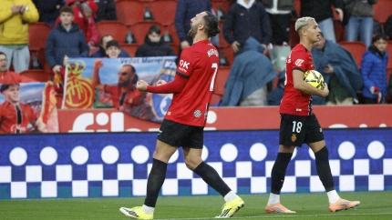 Muriqi celebra su gol, en el Mallorca - Athletic
