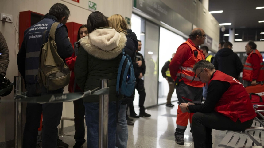 Familiares de los pasajeros del tren procedente de Puerta de Atocha y con destino Huelva, acuden a la estación de trenes de Huelva