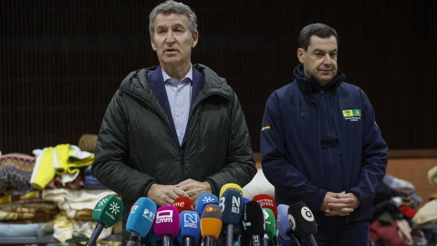 Alberto Núñez Feijóo, líder del PP, en Adamuz (Córdoba)