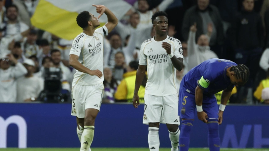 Bellingham celebra su gol, en el Real Madrid - Mónaco