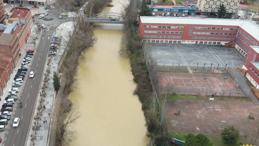 Situación del río Carrión a su paso por Palencia capital
