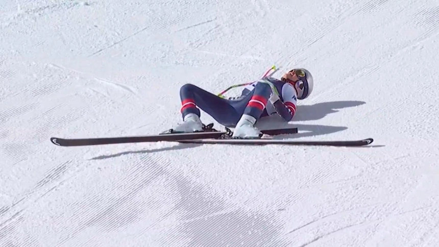 La leyenda estadounidense acabó su participación con una fuerte caída en el descenso.