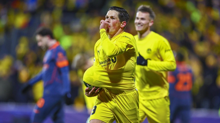 Los jugadores del Bodo Glimt celebran uno de los goles ante el Inter