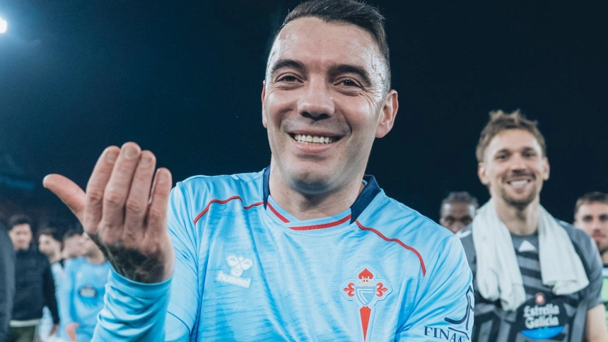 Iago Aspas celebra la victoria del Celta ante el Mallorca en Balaídos