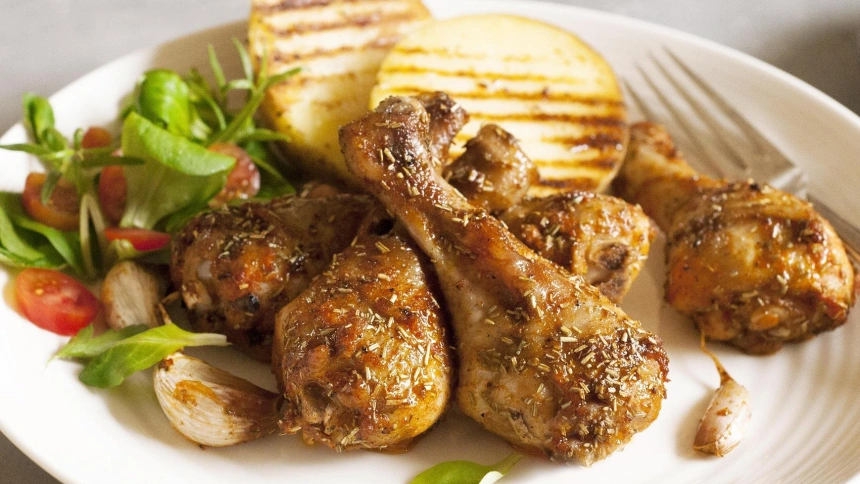 Pollo, patatas y ensalada es una buena opción para almorzar