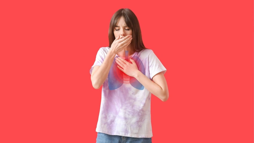 Chica tosiendo pulmones