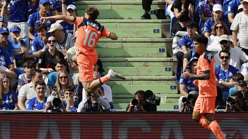 Fermín celebra el 0-1 del Barça en Getafe