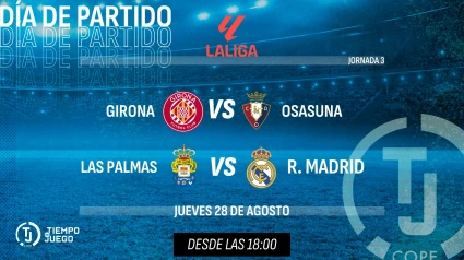 Podrás seguir en Tiempo de Juego el sorteo de la Champions y los dos últimos partidos de la tercera jornada liguera.