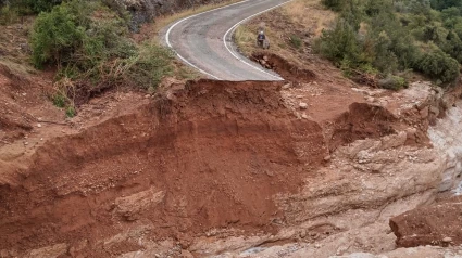 Carretera afectada por las lluvias en la Sierra de Guara. Foto: GOBIERNO DE ARAGÓN