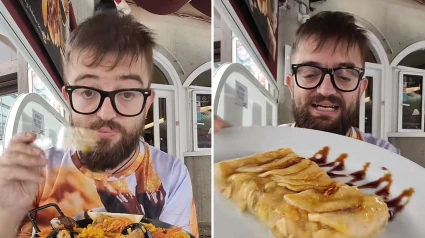 El usuario de TikTok mientras está en el restaurante