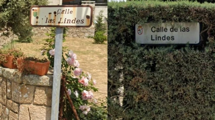 Placas de la calle con los escudos de Galapagar y Colmenarejo, según la acera