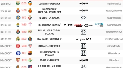 Estos son los horarios de la 9ª jornada de Primera.