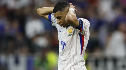 Kylian Mbappé, durante el partido de semifinales de la Eurocopa de fútbol.