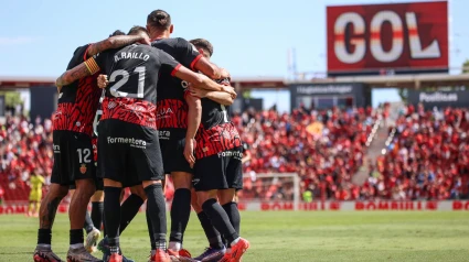 Celebración del gol ante el Villarral