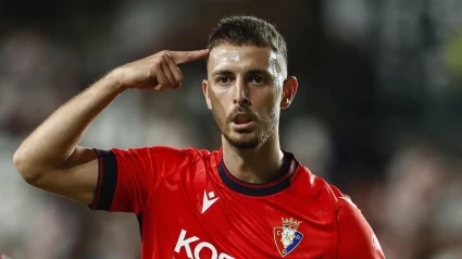 Raúl García de Haro celebra su gol con la camiseta de Osasuna