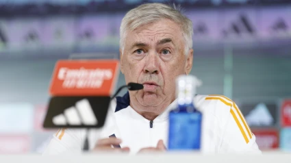 El entrenador del Real Madrid Carlo Ancelotti, durante una rueda de prensa