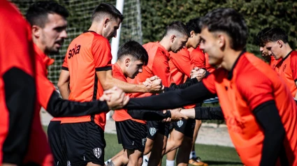 Imagen del entrenamiento del Huesca