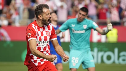 Stuani celebra el gol de la victoria ante el Athletic