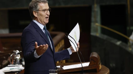 Alberto Núñez Feijóo durante su intervención en el pleno