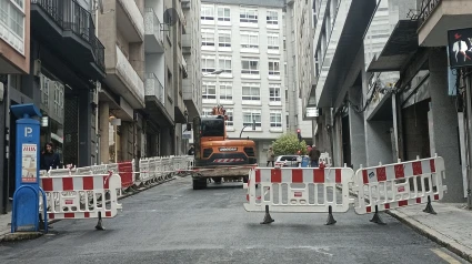 Zona que permanece cortada al tráfico en Ourense